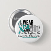 GEBÄRMUTTERkrebs aquamarines Weiß für Button (Vorne & Hinten)