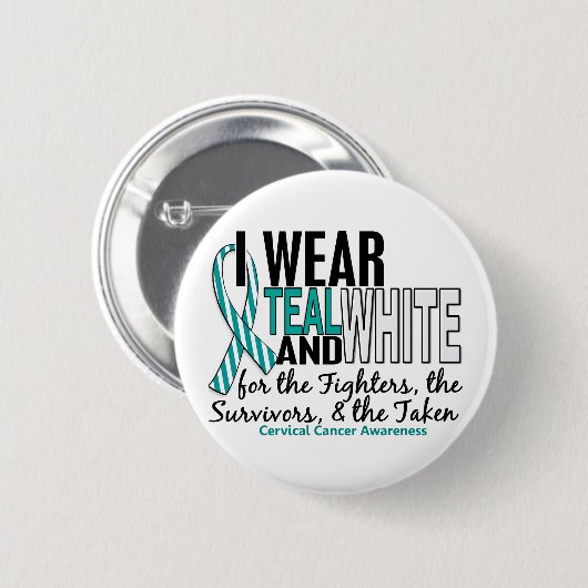 GEBÄRMUTTERkrebs aquamarines Weiß für Button (Vorne & Hinten)