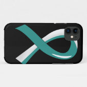 Gebärmutterkrebs-aquamarines weißes Band 3 Case-Mate iPhone Hülle (Rückseite (Horizontal))