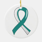 Gebärmutterkrebs-aquamarines weißes Band 3 Keramikornament (Hinten)