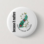 Gebärmutterkrebs-Blumen-Band 3 Button (Vorderseite)