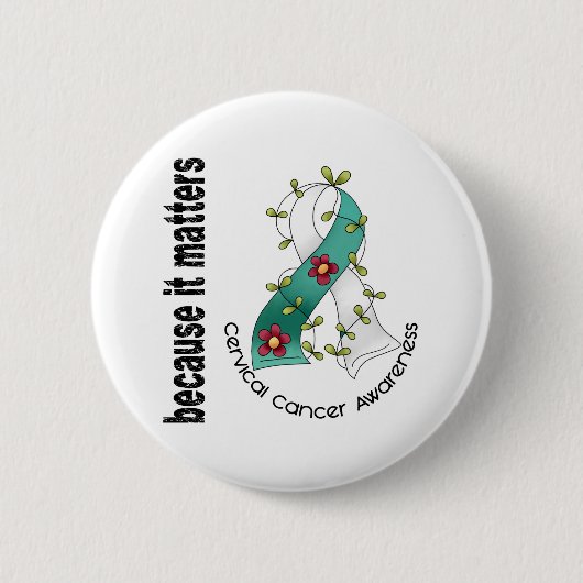 Gebärmutterkrebs-Blumen-Band 3 Button (Vorderseite)