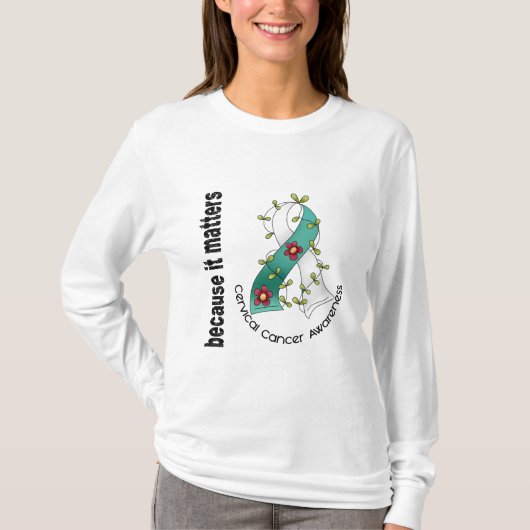 Gebärmutterkrebs-Blumen-Band 3 T-Shirt (Vorderseite)