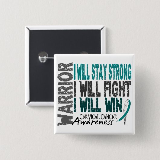 Gebärmutterkrebs-Krieger Button (Vorne & Hinten)