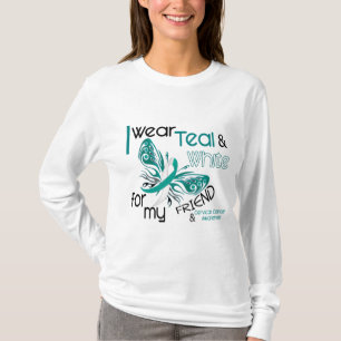 GEBÄRMUTTERkrebs trage ich aquamarines und Weiß T-Shirt