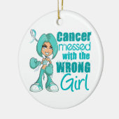 Gebärmutterkrebs verwirrt mit falschem Mädchen Keramikornament (Links)