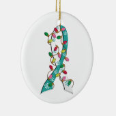 Gebärmutterkrebs-Weihnachtslicht-Band Keramikornament (Rechts)