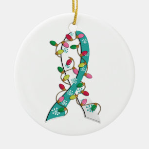 Gebärmutterkrebs-Weihnachtslicht-Band Keramikornament