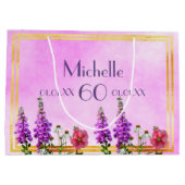 Gebärmutterrosa lila Wildblumen Große Geschenktüte (Rückseite)