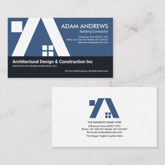 Gebäude-A-Frame-Dachkonstruktion Visitenkarte (Vorne/Hinten)