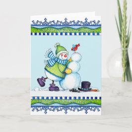 Gebäude a Snowman - Grußkarte Feiertagskarte