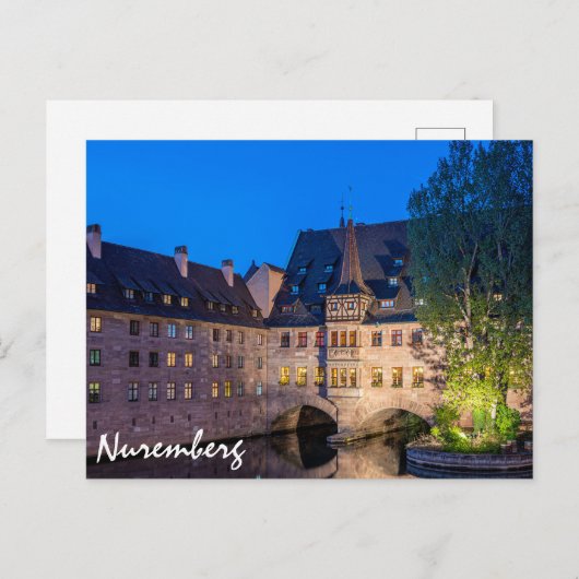 Gebäude an der Wasserfront in Nürnberg Postkarte (Vorne/Hinten)