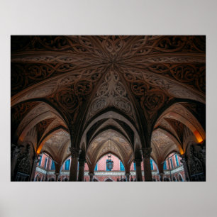 Gebäude aus braunem und schwarzem Holz Poster