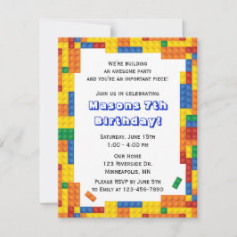 Gebäude aus farbenfrohen Ziegeln Blocks Geburtstag Einladung