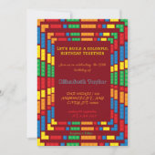 Gebäude aus farbenfrohen Ziegeln Blocks Geburtstag Einladung (Vorderseite)