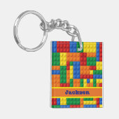 Gebäude aus farbigen Steinen Personalisiert Schlüsselanhänger (Vorderseite links)