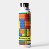Gebäude aus farbigen Steinen Personalisiert Trinkflasche (Links)