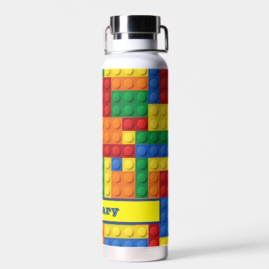 Gebäude aus farbigen Steinen Personalisiert Trinkflasche (Rückseite)