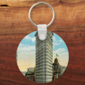 Gebäude aus Flacheisen. Broadway und Fifth Ave. NY Schlüsselanhänger (Vorderseite)