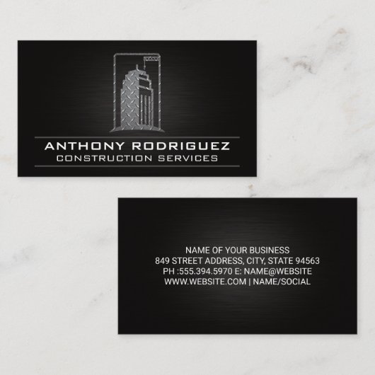 Gebäude aus Stahl | Baukran Visitenkarte (Vorne/Hinten)