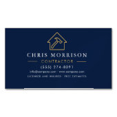 Gebäude Bau Navy Blue Gold Magnetische Visitenkarte (Vorderseite)