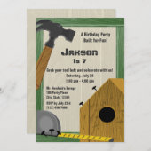 Gebäude Birdhouse Construction Party Einladung (Vorne/Hinten)