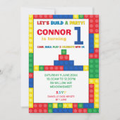 Gebäude Block 1. Geburtstag Party Farbige Steine Einladung (Vorderseite)