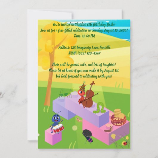 Gebäude Block Ant Cookie Geburtstag Einladung (Rückseite)