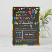 Gebäude Block Geburtstag Einladung, Puzzle einlade Einladung (Stehend Vorderseite)