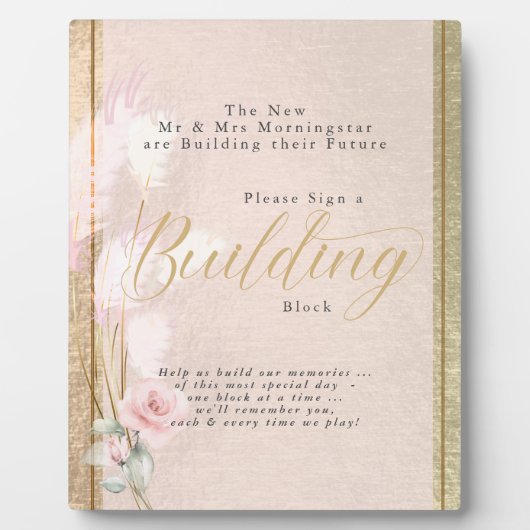 Gebäude Block Gold Blush Pampas Gras Fotoplatte (Vorderseite)