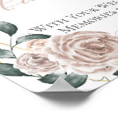 Gebäude Block Guest Book Dusty Rose Floral Gold Poster (Ecke)
