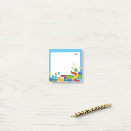 Gebäude, Block, Spielzeugziegel Post-it Klebezettel (Auf Schreibtisch)