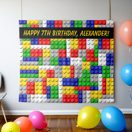 Gebäude Blockbricks Boys Geburtstagsparty Hintergr Wandteppich