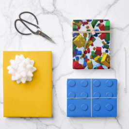 Gebäude-Blöcke aus farbigen Ziegeln Geschenkpapier Set
