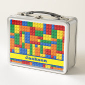 Gebäude-Blöcke aus farbigen Ziegeln | Metalldose Metall Brotdose (Vorderseite)