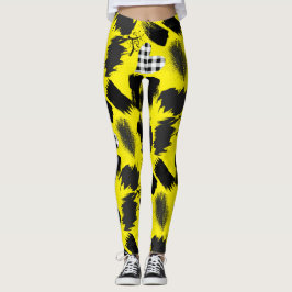 Gebäude-Blöcke.Schwarz und Weiß.w.01x4 B Gelbe BG Leggings