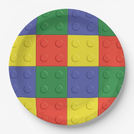 Gebäude-Blöcke und Ziegelstein-Party-Teller Pappteller (Vorderseite)