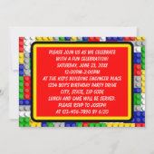 Gebäude blockiert den Primärfarbenjungen Geburtsta Einladung (Rückseite)