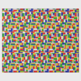 Gebäude blockiert den Primärfarbenjungen Geburtsta Geschenkpapier