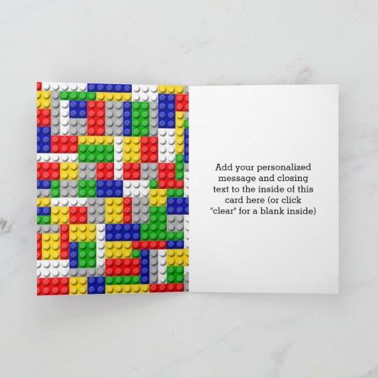 Gebäude blockiert den Primärfarbenjungen Geburtsta Karte (Innenseite)