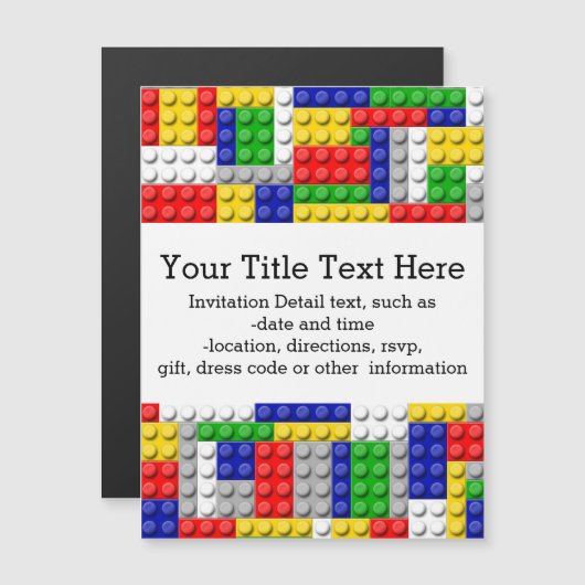 Gebäude blockiert den Primärfarbenjungen Geburtsta Magneteinladung (Vorne/Hinten)