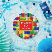 Gebäude blockiert den Primärfarbenjungen Geburtsta Pappteller (Party)