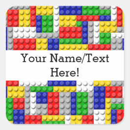 Gebäude blockiert den Primärfarbenjungen Geburtsta Quadratischer Aufkleber