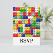 Gebäude blockiert den Primärfarbenjungen Geburtsta RSVP Karte (Stehend Vorderseite)