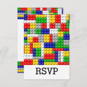 Gebäude blockiert den Primärfarbenjungen Geburtsta RSVP Karte (Vorne/Hinten)