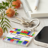 Gebäude blockiert den Primärfarbenjungen Geburtsta Schlüsselanhänger (Vorderseite rechts)