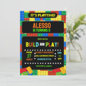 Gebäude blockiert Einladung digitaler Kinder Party (Stehend Vorderseite)