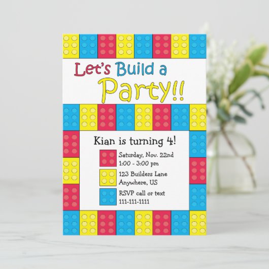 Gebäude blockiert Geburtstagseinladung Einladung (Stehend Vorderseite)