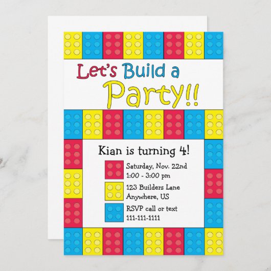 Gebäude blockiert Geburtstagseinladung Einladung (Vorne/Hinten)