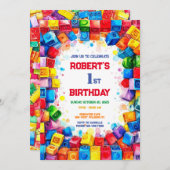 Gebäude blockiert Geburtstagseinladung, Gebäude Einladung (Vorne/Hinten)